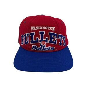 Vintage Washington Bullets Starter Natural Snapback Red Blue NBA Wool Cap 90s